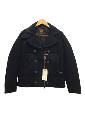 NWT Y2K REPLAY jacket pea coat navy blue wool & cotton 50% wool 50% cotton small